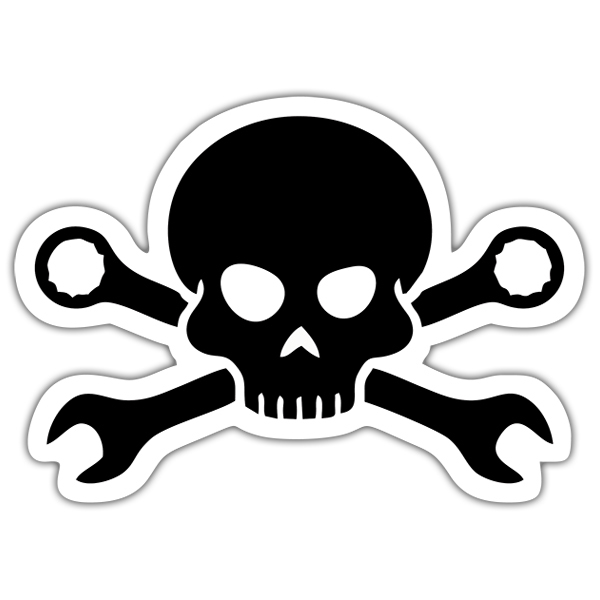 Car & Motorbike Stickers: Mechanical Skull with Crossed Bones