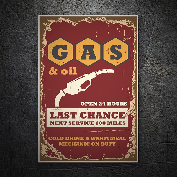 Car & Motorbike Stickers: Last Chance gas station