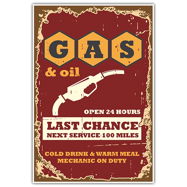 Car & Motorbike Stickers: Last Chance gas station