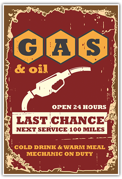 Car & Motorbike Stickers: Last Chance gas station 0
