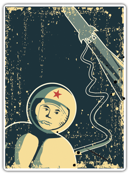Car & Motorbike Stickers: Yuri Gagarin, retro astronaut 0