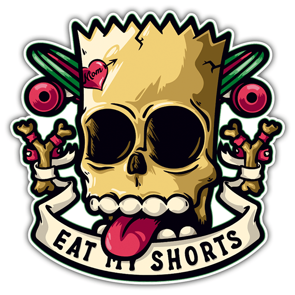 Car & Motorbike Stickers: Pirate Skull with Eat My Shorts Text