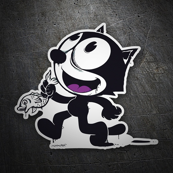 Car & Motorbike Stickers: Felix the Cat with Fish