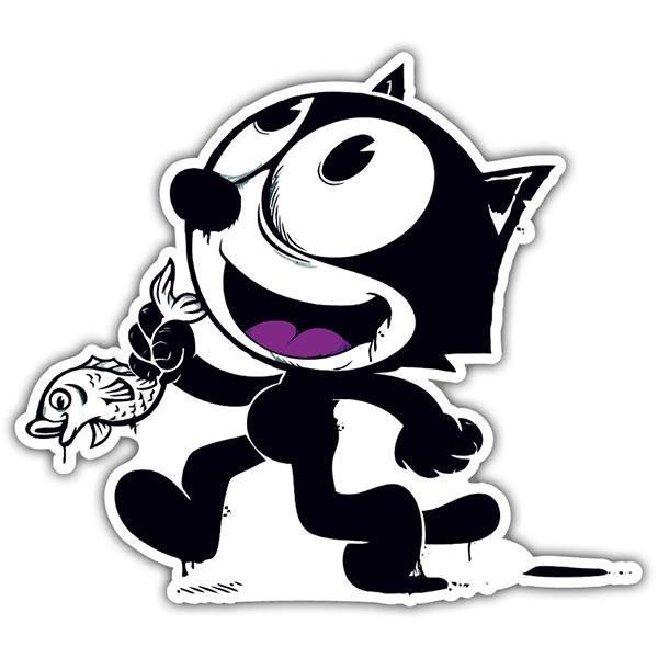 Car & Motorbike Stickers: Felix the Cat with Fish