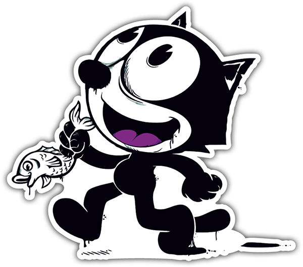 Car & Motorbike Stickers: Felix the Cat with Fish