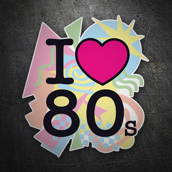 Sticker I Love Colorful Retro 80s Muraldecalcom