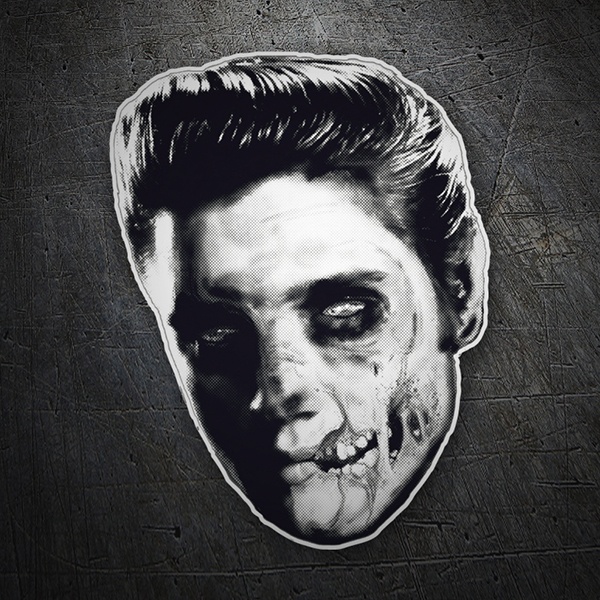 Car & Motorbike Stickers: Elvis Skull in Zombified Silhouette