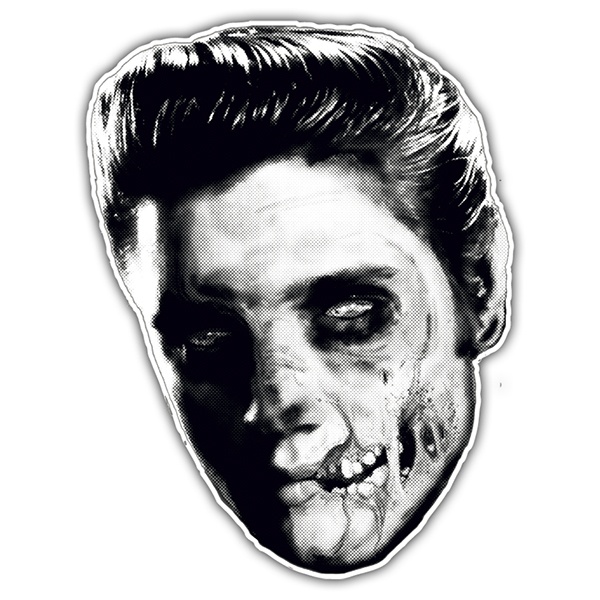 Car & Motorbike Stickers: Elvis Skull in Zombified Silhouette