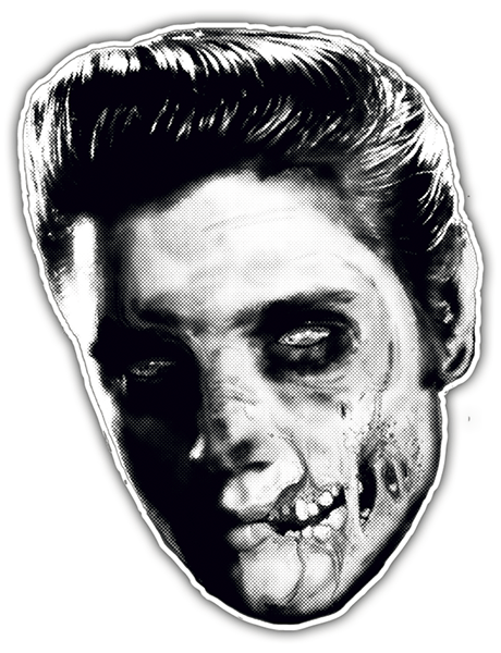 Car & Motorbike Stickers: Elvis Skull in Zombified Silhouette