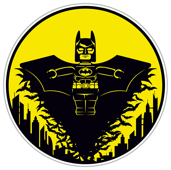 Car & Motorbike Stickers: Batman Lego over Gotham