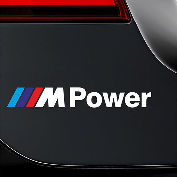Car & Motorbike Stickers: BMW Power in White with Stripes
