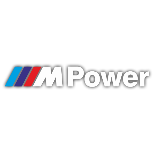 Car & Motorbike Stickers: BMW Power in White with Stripes