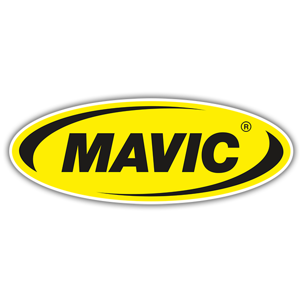 Car & Motorbike Stickers: Mavic Oval with Black Text and Yellow Border