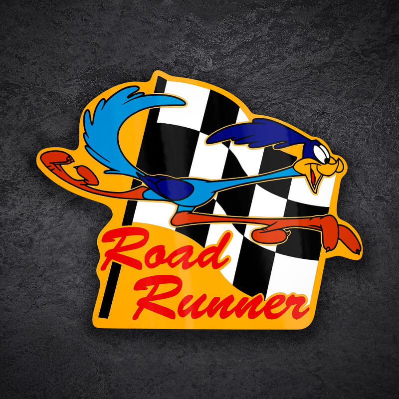 Car & Motorbike Stickers: Road Runner Racing Flag