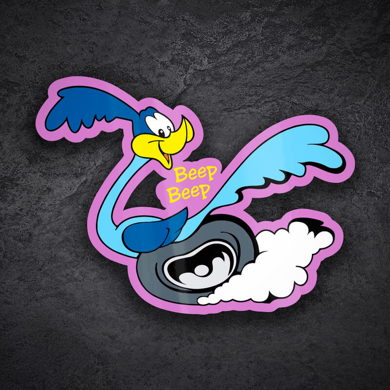 Car & Motorbike Stickers: Road Runner Left Wheel Beep