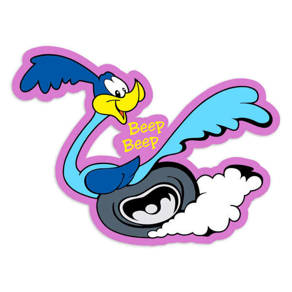 Car & Motorbike Stickers: Road Runner Left Wheel Beep