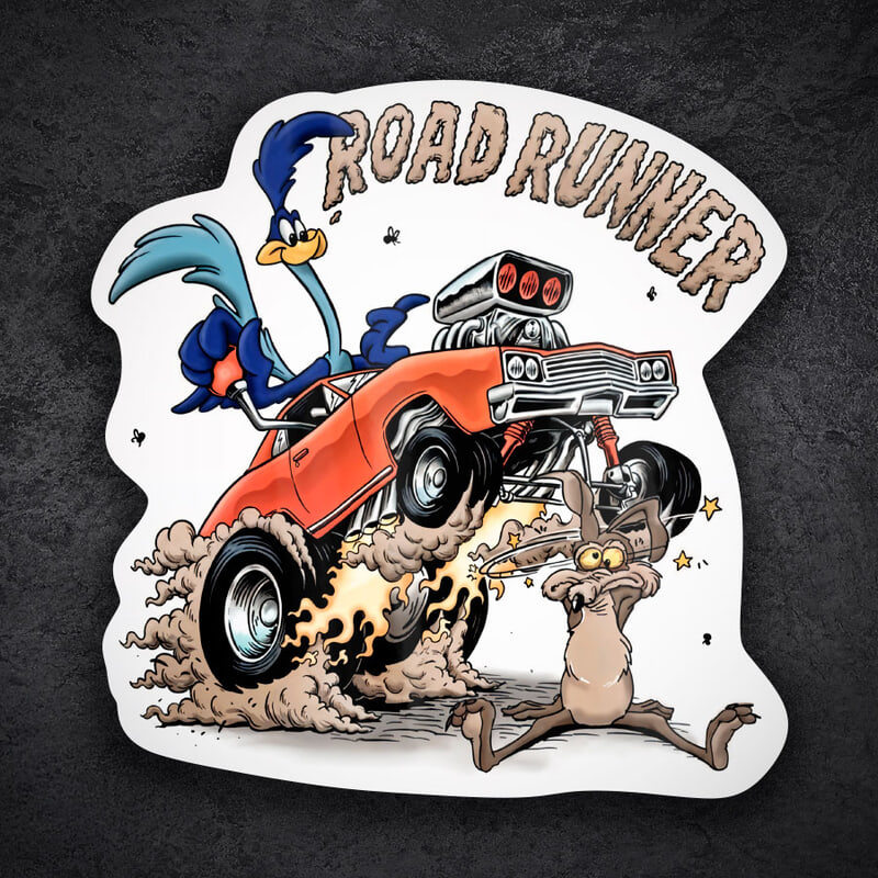 Car & Motorbike Stickers: ROAD RUNNER Hot Rod vs Coyote