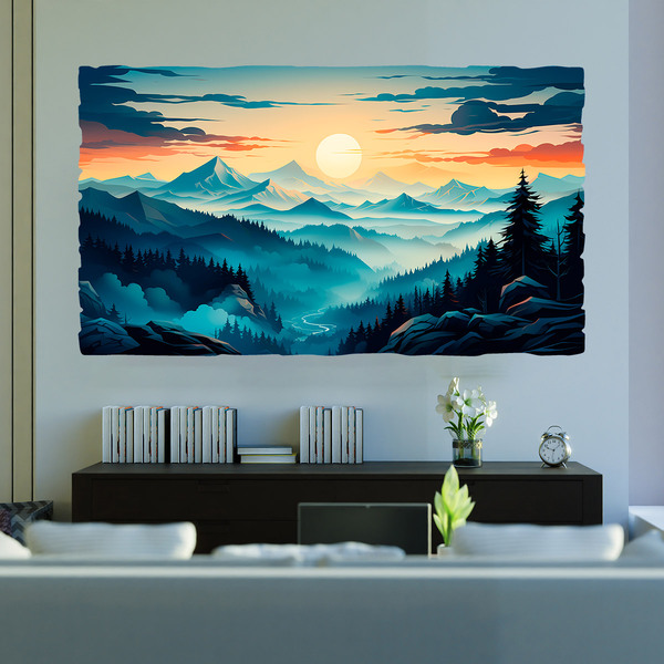 Wall Stickers: Nordic Forest Sunset