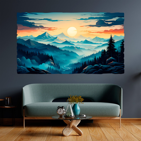 Wall Stickers: Nordic Forest Sunset