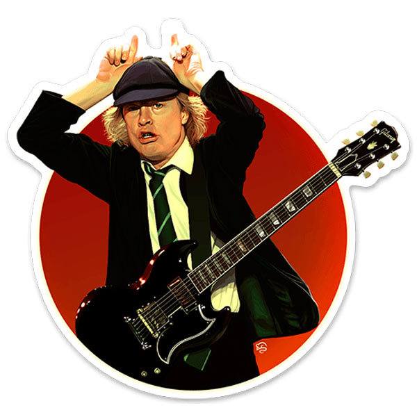 Car & Motorbike Stickers: Angus Young in Circular Composition