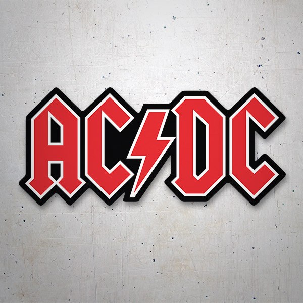 Car & Motorbike Stickers: AC/DC Red with Lightning
