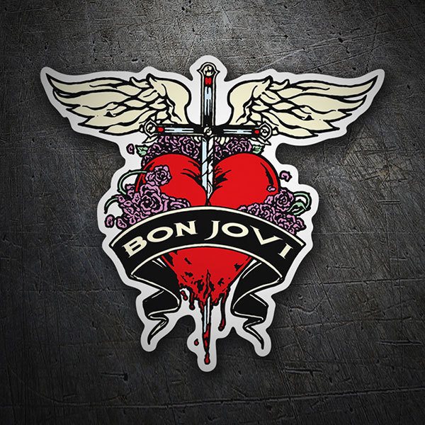 Car & Motorbike Stickers: Bleeding Heart with Sword and Wings - Bon Jovi
