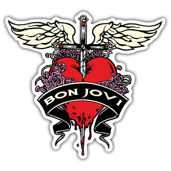 Car & Motorbike Stickers: Bleeding Heart with Sword and Wings - Bon Jovi