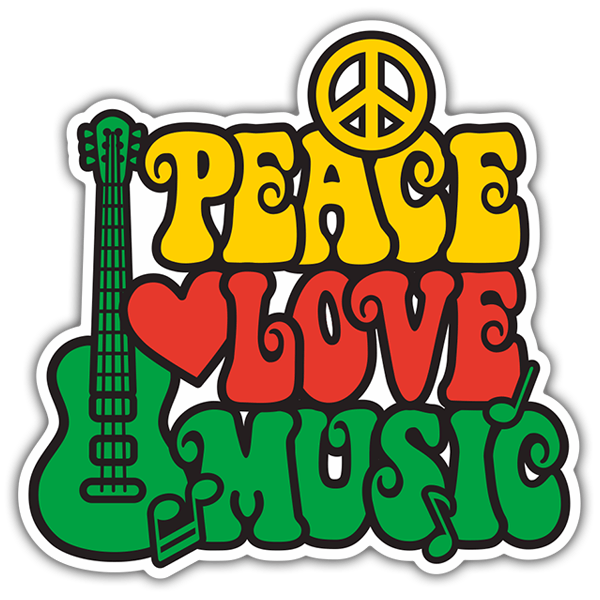 Car & Motorbike Stickers: Peace Love Music 0