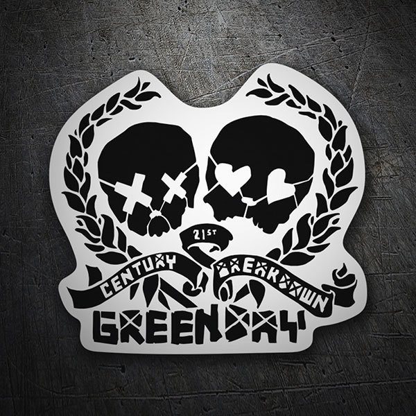 Car & Motorbike Stickers: Skulls with Laurel and Text Green Day