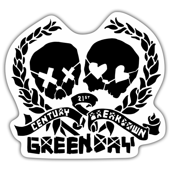Car & Motorbike Stickers: Skulls with Laurel and Text Green Day
