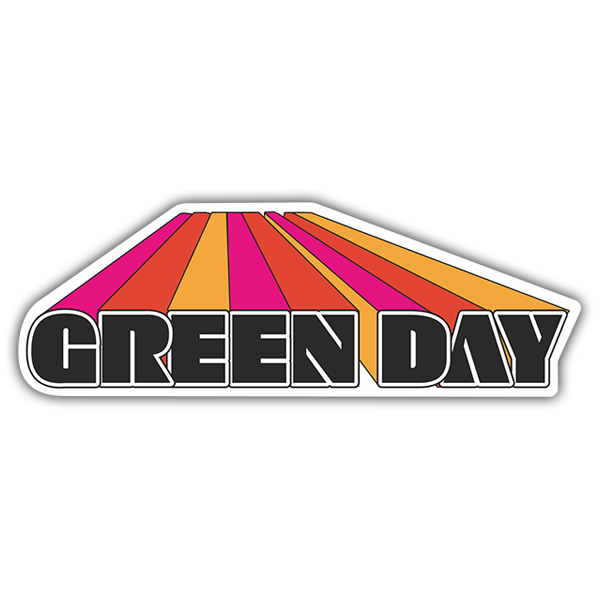 Car & Motorbike Stickers: Green Day with Uppercase Letters and Diagonal Stri