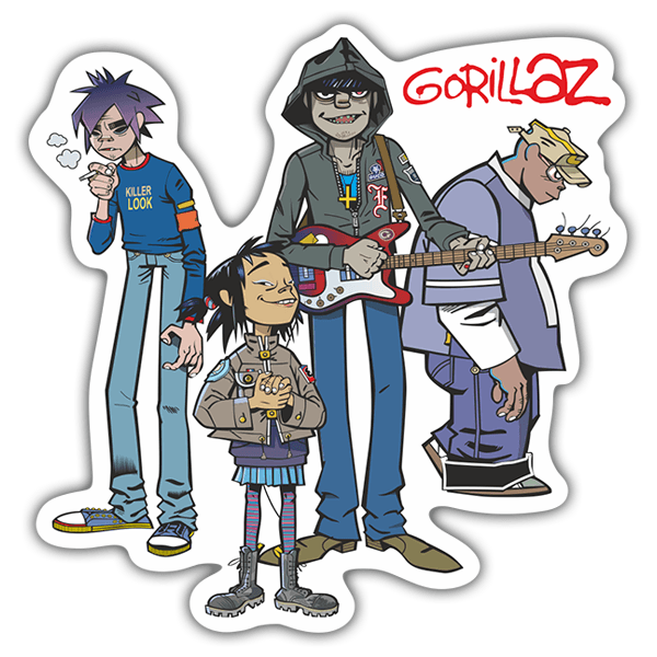 Car & Motorbike Stickers: Vertical Design of Gorillaz Characters
