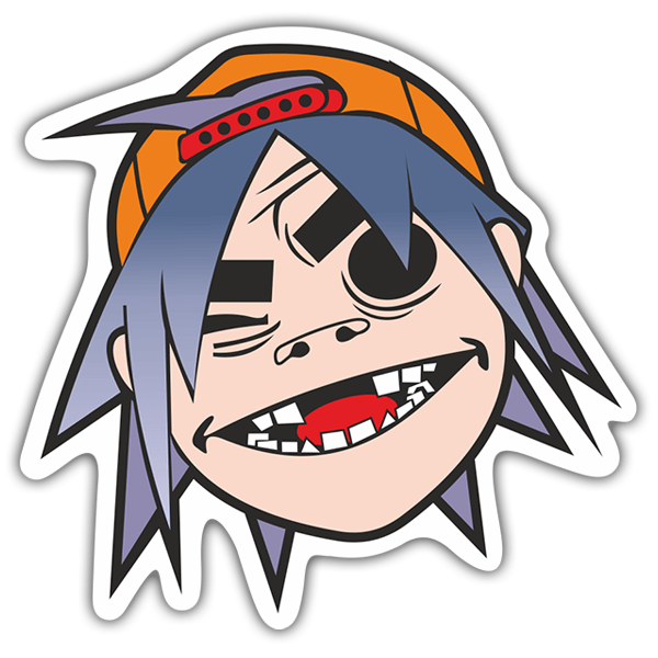 Car & Motorbike Stickers: Gorillaz 2-D with Cap and Cheeky Expression