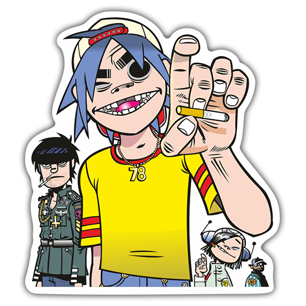 Car & Motorbike Stickers: Gorillaz Provoking with Characters in Dynamic