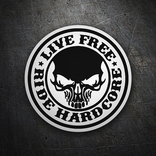 Car & Motorbike Stickers: Skull with Text Live Free Ride Hardcore