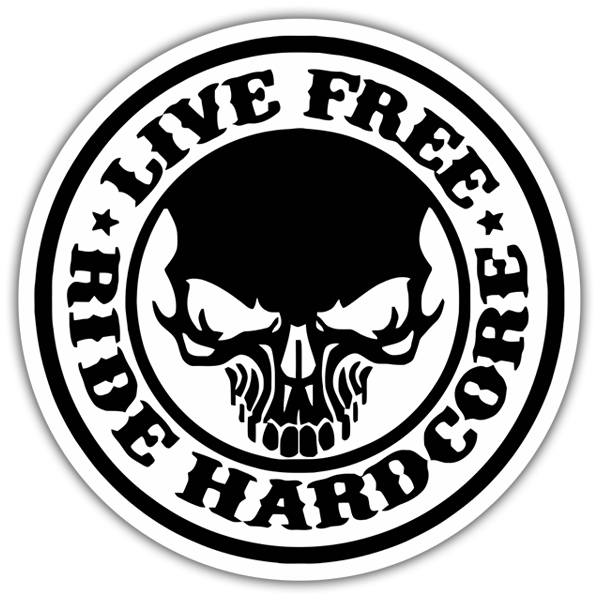 Car & Motorbike Stickers: Skull with Text Live Free Ride Hardcore