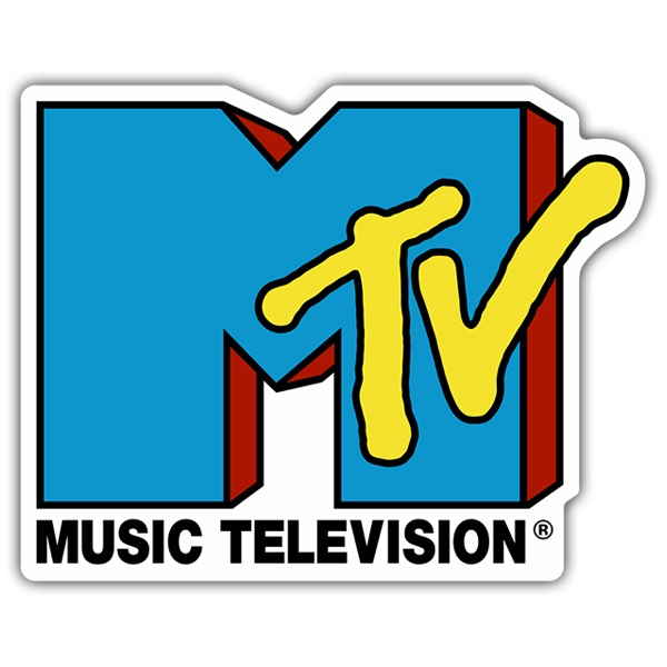 Car & Motorbike Stickers: MTV Blue with Retro Letters