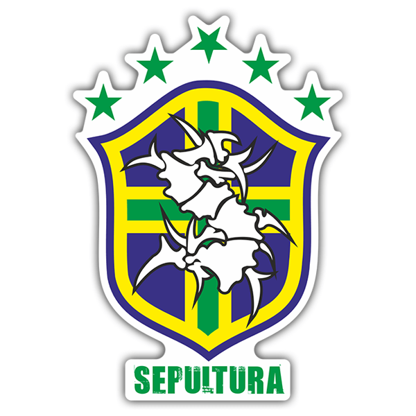 Car & Motorbike Stickers: Sepultura + Brazil shield 0