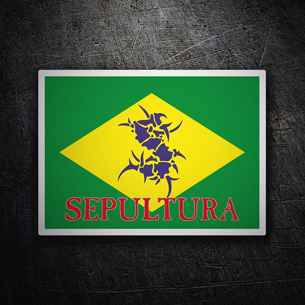 Car & Motorbike Stickers: Sepultura + Brazil flag