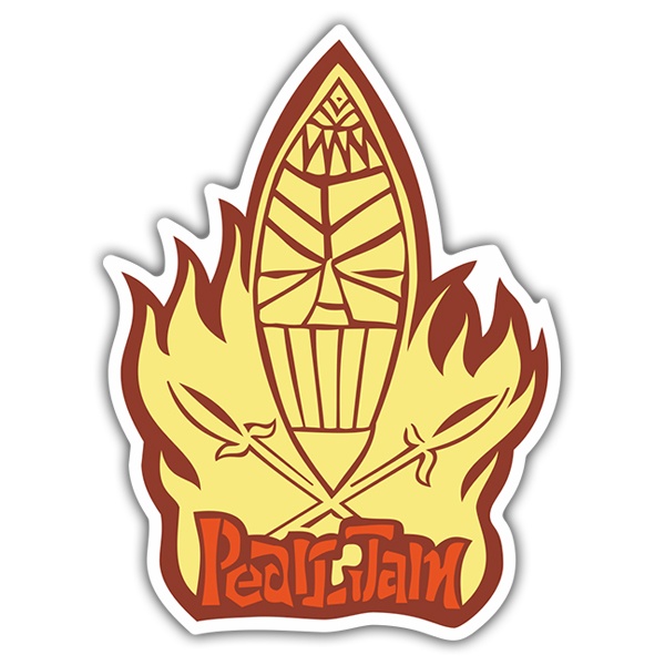 Car & Motorbike Stickers: Flame with Central Icon and Pearl Jam Text