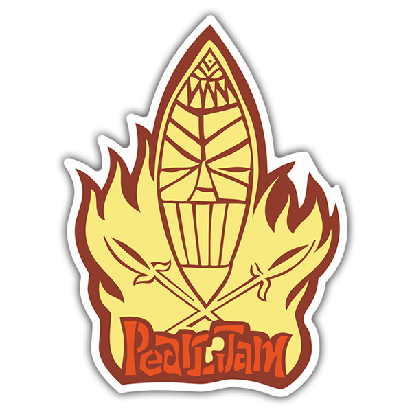 Car & Motorbike Stickers: Flame with Central Icon and Pearl Jam Text