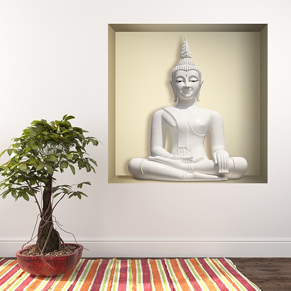 Wall Stickers: Niche White Buddha