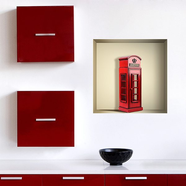 Wall Stickers: Red London phone booth niche