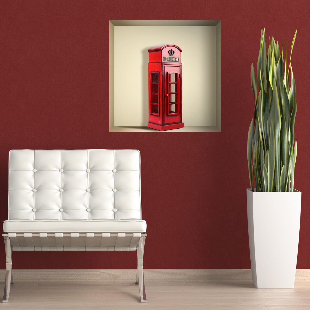 Wall Stickers: Red London phone booth niche