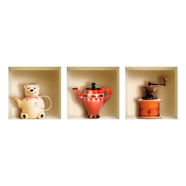 Wall Stickers: Niche Teapots and Grinder 0
