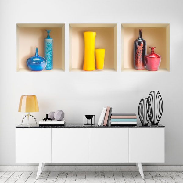 Wall Stickers: Niche Coloured Vases