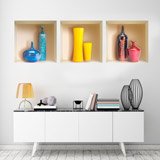 Wall Stickers: Niche Coloured Vases 3