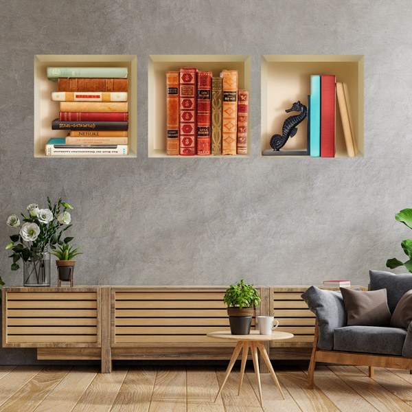 Wall Stickers: Old Books Niche