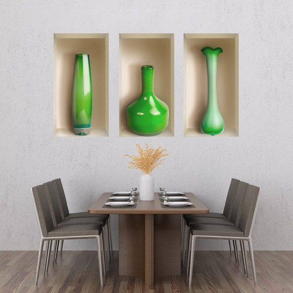 Wall Stickers: Green Vases Niche