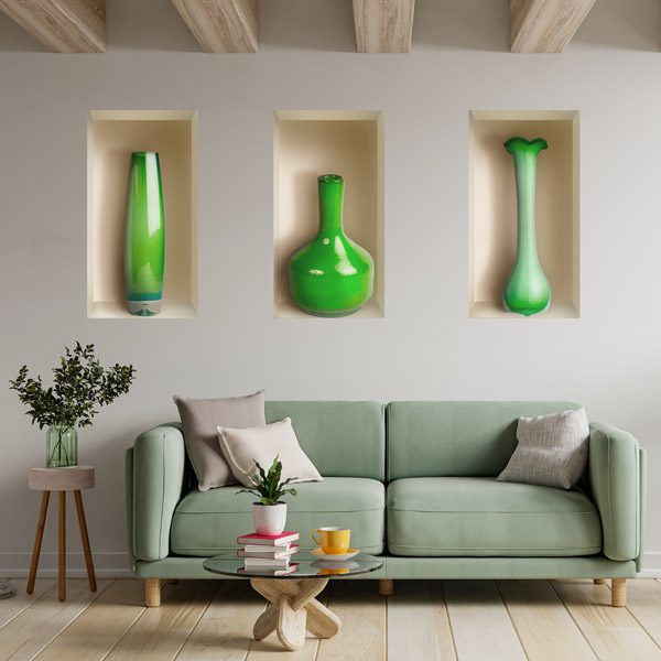 Wall Stickers: Green Vases Niche